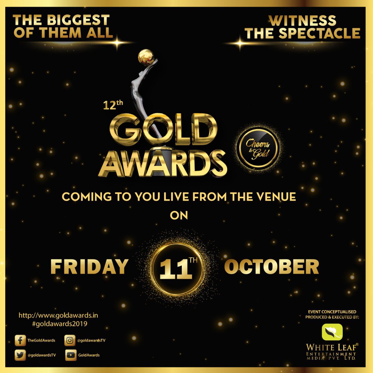 Ready steady go. #dateannouncement #goldawards2019 & we are getting bigger this year by coming to you LIVE from the venue with a viewable telecast later. Date नोट कर लीजिए। आ रहे हैं हम 😊😊✨✨😇😇🙏🏻🙏🏻 @Whiteleafent1 @goldawardsTV 
#goldawards2019 #goldawards #12thgoldawards