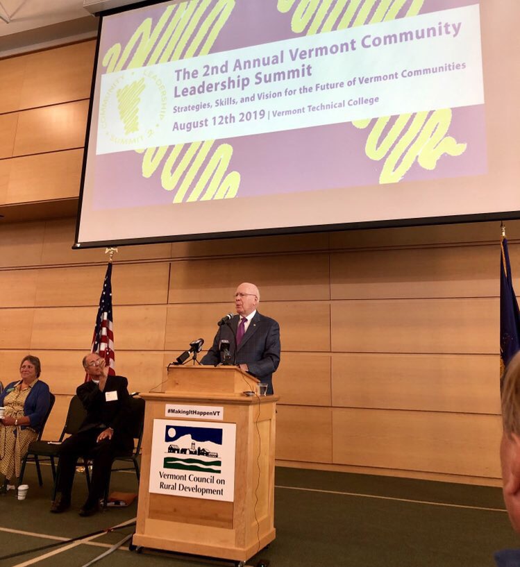 ChangeStoryVT's tweet photo. #Vermont @SenatorLeahy opening The 2nd Annual Vermont Community Leadership Summit: Strategies, Skills, and Vision for the Future of Vermont Communities at @vttech. #MakingItHappenVT https://t.co/w5CE3N5ppy