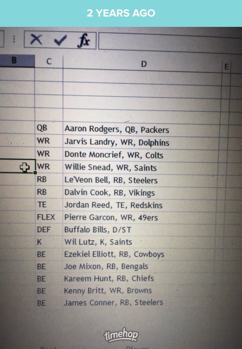 Just_Lew_it's tweet photo. School league fantasy team 2 years ago... running back whisperer #StillDidntWin https://t.co/6p6VOiAmrs