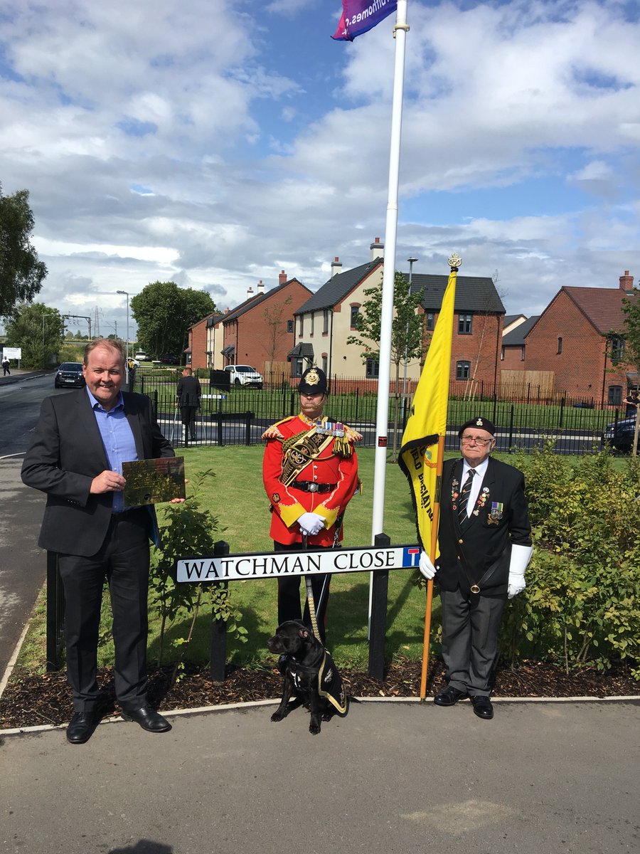 JLPLtd's tweet photo. The 99 unit @orbitgroup scheme at Saxon Gate development in Lichfield had an official opening. The roads are named after Staffordshire Regiment VC soldiers and the mascot Watchman.  @JLPLtd proud to be part of the scheme providing EA/QS services. @Lichfield_DC @staffsregiment https://t.co/FI5zVoIKCF