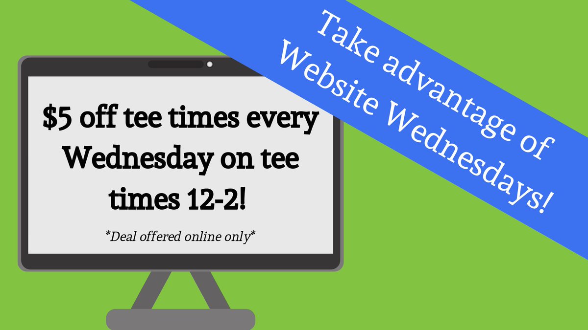 Book your tee times for Wednesday online and receive $5 off your green fees 12-2!
offer available only at Fox Prairie
BOOK YOUR TEE TIME! bit.ly/2MdmbSZ