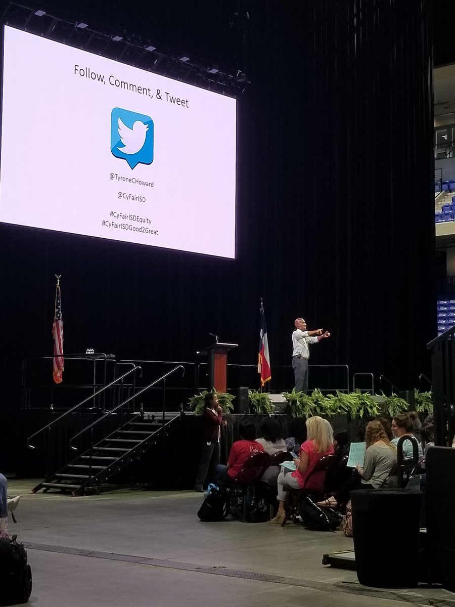 bcook922's tweet photo. Day one of @CyFairISD Teacher RRR! @ tyronechoward is the opening keynote address! #cyfairisdgoodtogreat #cfisdpd4all https://t.co/CEetEjWjvu