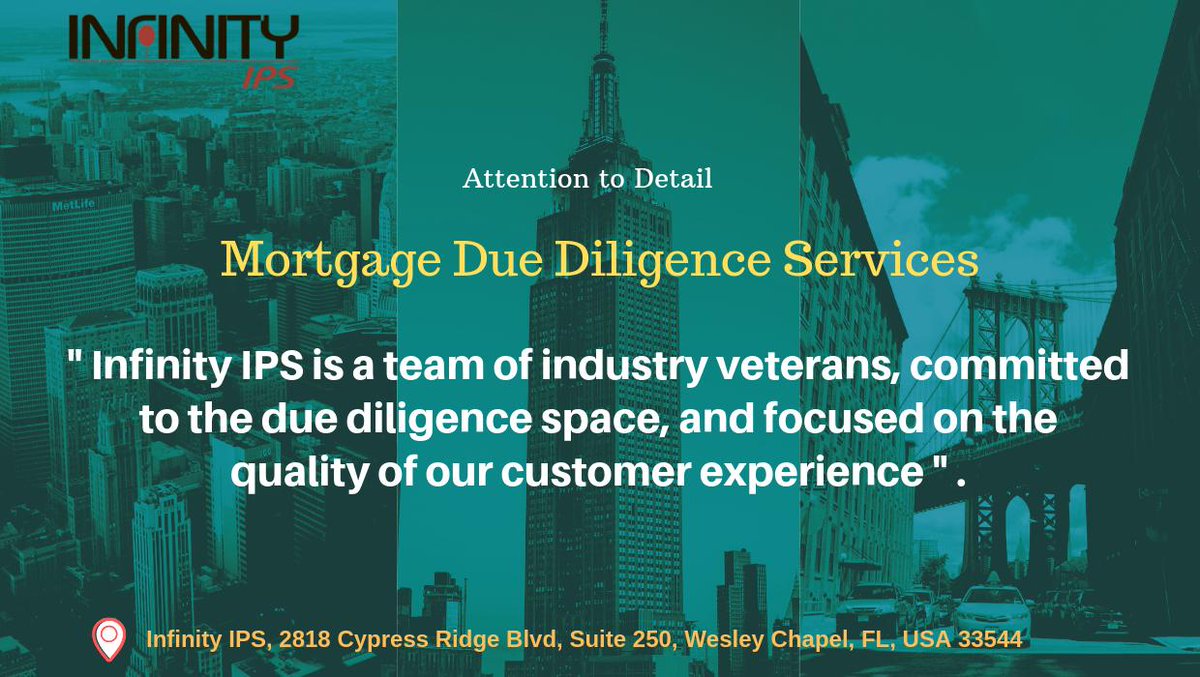 infinity_ips's tweet photo. @infinity_ips is a full service #MortgageDueDiligence #PrePostCloseQC #TaxTitle and support services firm providing services to Investment Banks #Originators #MortgageCompanies #GovernmentAgencies, Hedge Funds and #RealEstateInvestment Trusts. https://t.co/LCBMoZFX9v https://t.co/n9AcRz0CBJ
