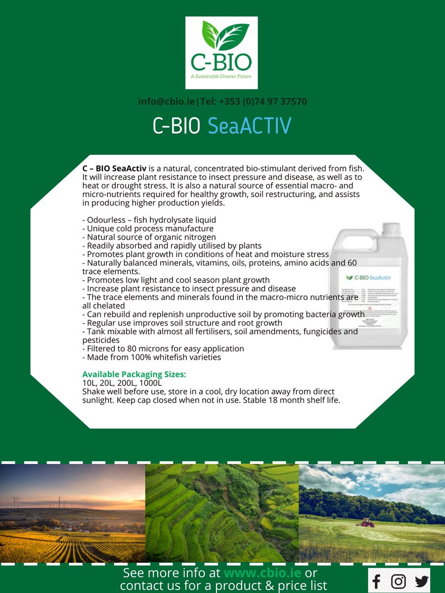 Why not send us an email and ask us about our products? See info on cio.ie #Seaweed #Crop #Turf #Golf