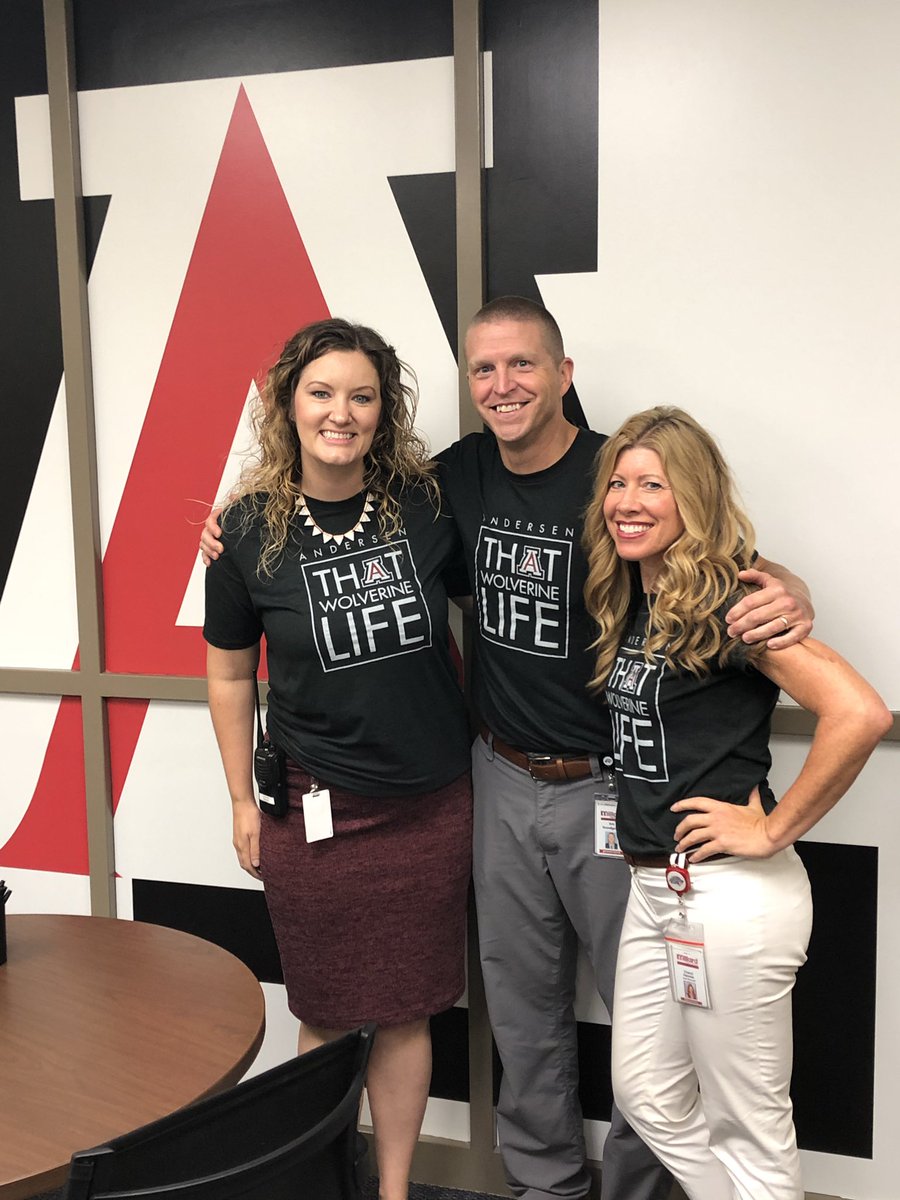 hcphipps's tweet photo. A few clouds aren’t going to stop this dream team from making it a great first day of school.  Thanks for all you do @egrandgenett @HeatherSpessard and @clheimes the wolverines are lucky to have you! https://t.co/3klrBaveXd