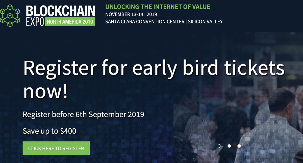 Join Me! Early Bird is open for <a href="/Blockchain_Expo/">Blockchain Expo</a> Santa Clara. #blockchainexpo is 2-days of enterprise decision makers innovating new technology: #Blockchain, #IoT, #5G, #CyberSecurity &amp; #Cloud, #AI and #Bigdata 
<a href="/BlockchaininEU/">Blockchain in Europe</a> #DLT #valuechain 
bit.ly/2tlJ9je