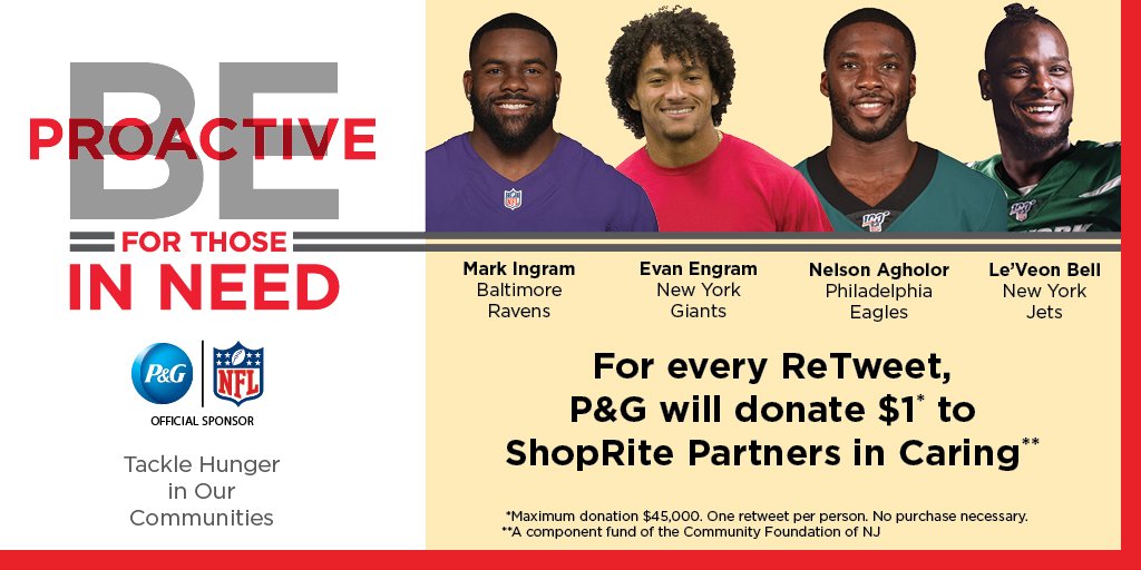 ShopRiteStores's tweet image. Help us tackle hunger in our communities. For every retweet of this post, P&amp;amp;G will donate $1 to ShopRite Partners in Caring!*