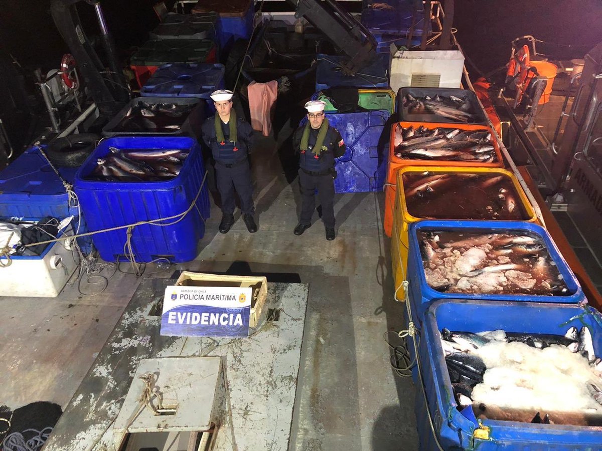 Exitoso operativo en Quellon logró la detención de 14 tripulantes de LM Don Patricio y la incautación de 25 ton App (aún en pesaje) de salmón presumiblemente robado desde el área de Aysen. Participaron 2 patrulleras y más de 25 efectivos navales.