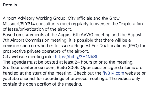STLNFS's tweet photo. This Thursday! Aug 15th at 9 a.m. sharp, 1520 Market. Airport Advisory Working Group meeting. Issuance of an RFQ looms for private operators of @flystl. Check out our facebook event info. #LetThePeopleVote #STLNFS #WhoseAirport #FLYSTL #GrandTheftAero https://t.co/zUEG0RpjeN https://t.co/AK7E8E3tdY