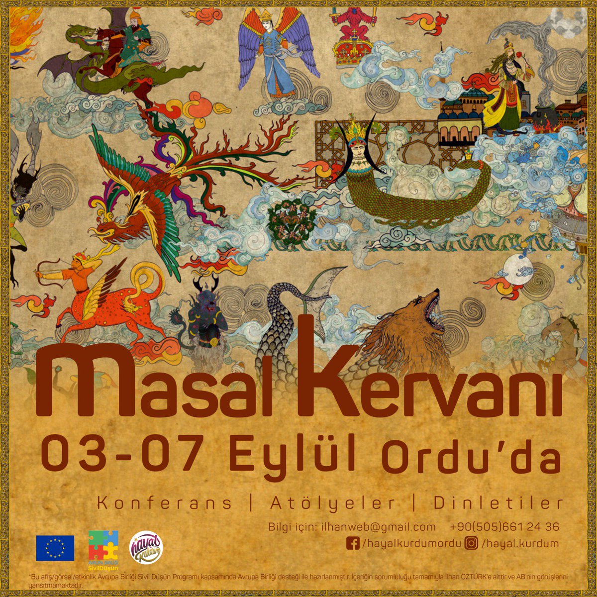 İlk gün akademisyenlerce gerçekleştirilecek bir konferans, ardından birçok masal anlatıcısının gündüz çocuklara atölyeler ve masal anlatımları, akşam da yetişkinlere masal dinletileri ile yer alacağı bir kervan Ordu'da olacak.
#masal #ordu #masalkervanıorduda #masalkervanı