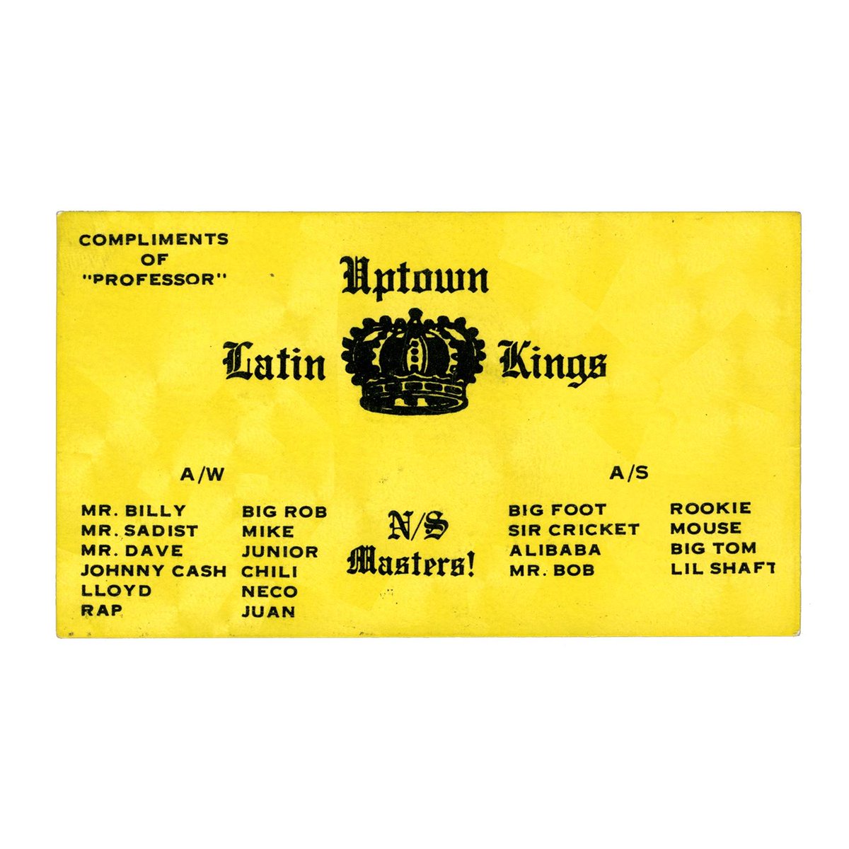 Thee Almighty &amp; Insane: Chicago Gang Business Cards from the 1960s &amp; 1970s

“70+ enlarged reproductions of original compliment cards listing members, territories, slogans, and declarations of loyalty/animosity”

sundaybooks.ie/books/thee-alm…