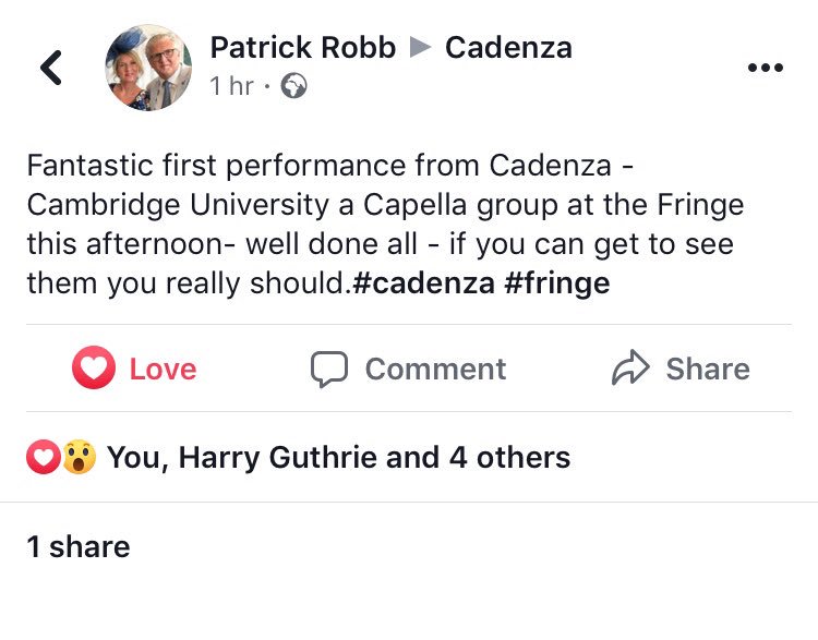 Feeling the love after our first performance 💙 Grab your tickets here! tickets.edfringe.com/whats-on/caden…