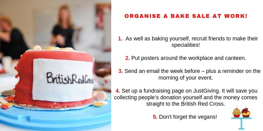 EventsRedCross's tweet photo. Inspiration #1. Bake Sale at work! 
That warm glow in your stomach won’t just be from the sugar.
#FRideas #PowerOfKindness https://t.co/nDG7vOIkx2