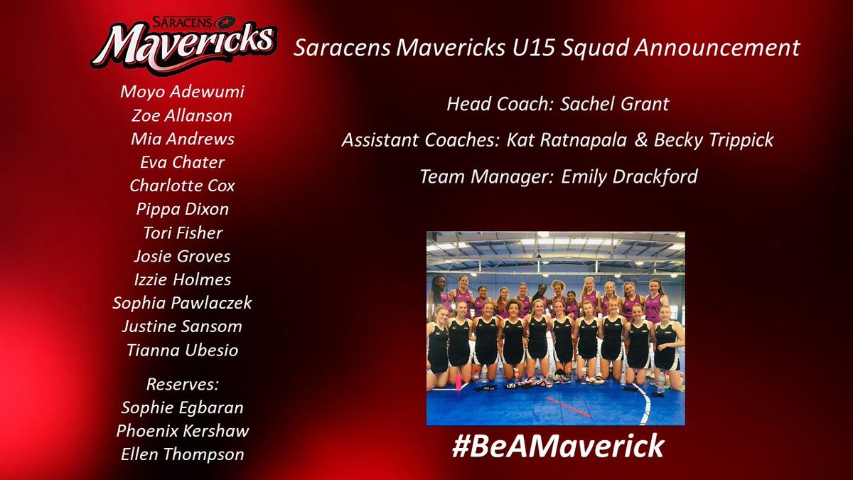 LDNMavericks's tweet photo. 📢 SQUAD ANNOUNCEMENT 📢

Huge congratulations to the @MavericksNpl athletes selected to represent our U15's in the @EnglandNetball Development Tournament on 31st Aug / 1st Sept @wlv_uni 

Read more here ⬇️

📰 https://t.co/X37hWdQZs1

#BeAMaverick ❤️🖤 https://t.co/bSXp2KTnim