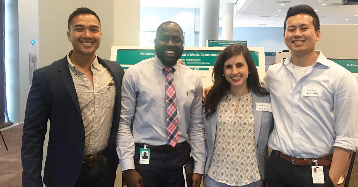 MerckIMInspired's tweet photo. Here's a look at some future Industry Pharmacists at Merck's Intern & Co-op poster presentation day. All smiles from some our awesome interns getting ready to learn and have a productive day! #AtMerckImInspired #MerckInterns2019 https://t.co/l4B3E9nI0H