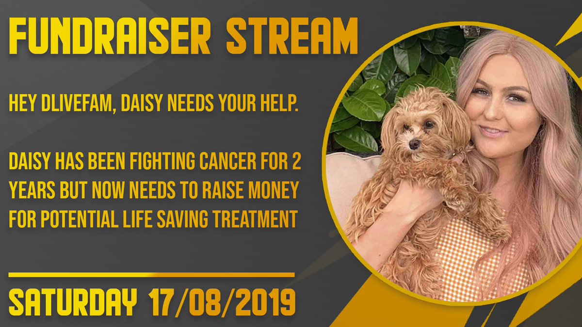 This saturday, I will be doing a fundraising stream for Daisy. 

Daisy has been fighting cancer for 2 years now, but unfortunately her options on the NHS have ran out, shes now fundraising for potentially life saving treatment.

Heres the donation link: gofundme.com/f/daisyellis