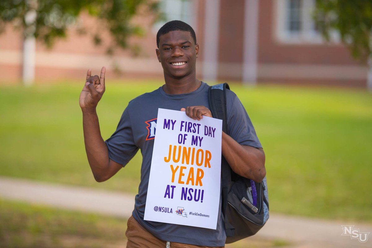 NSULA's tweet photo. Our first day of class is one week away!

Stop by the Kyser Brickway from 7:30-11 on Monday, August 19, to take your first day of school pics, &amp; pick up some free stuff!

🤘😈🔥 #ForkEmDemons https://t.co/OII1XaTDSY
