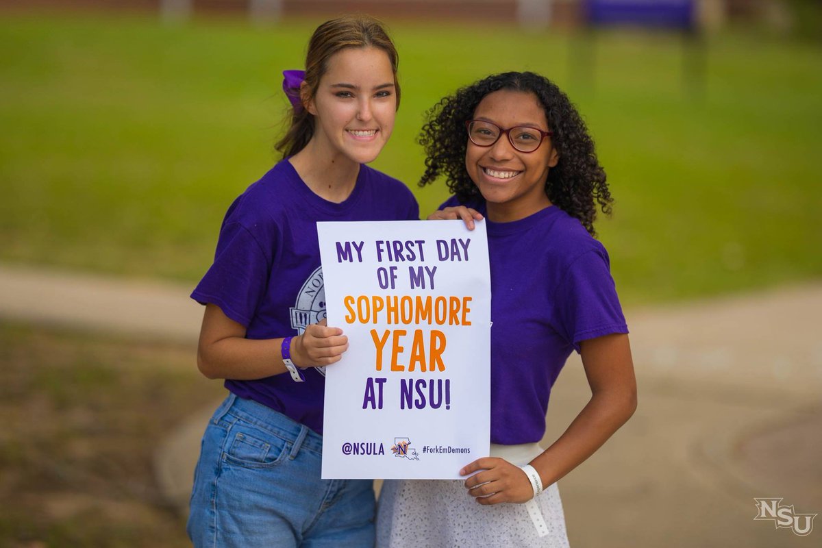 NSULA's tweet photo. Our first day of class is one week away!

Stop by the Kyser Brickway from 7:30-11 on Monday, August 19, to take your first day of school pics, &amp; pick up some free stuff!

🤘😈🔥 #ForkEmDemons https://t.co/OII1XaTDSY