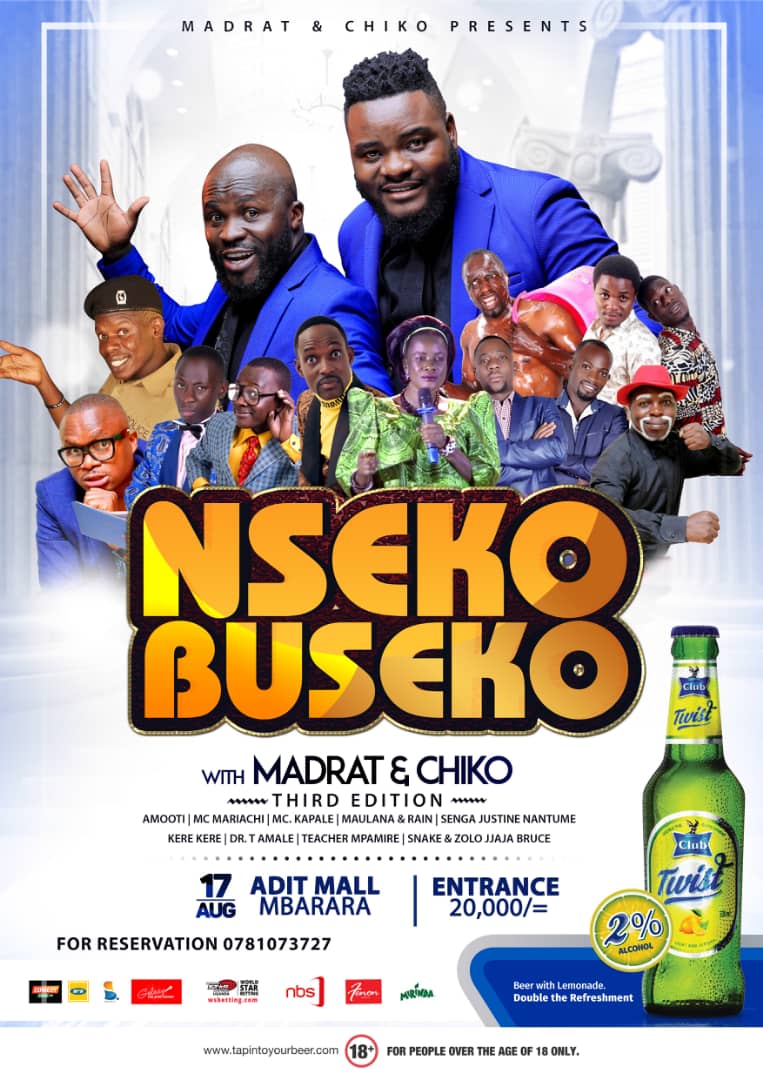 Mc_Kacheche's tweet photo. #Biggest Plot this Saturday 17th August at #AditMall Mbarara #NsekoBuseko 
@chikoandmadrat ft the biggest Comedians in the Country...
We go kwakwakwa 😅😂😄😀😂😂 https://t.co/aT8E1A97eb