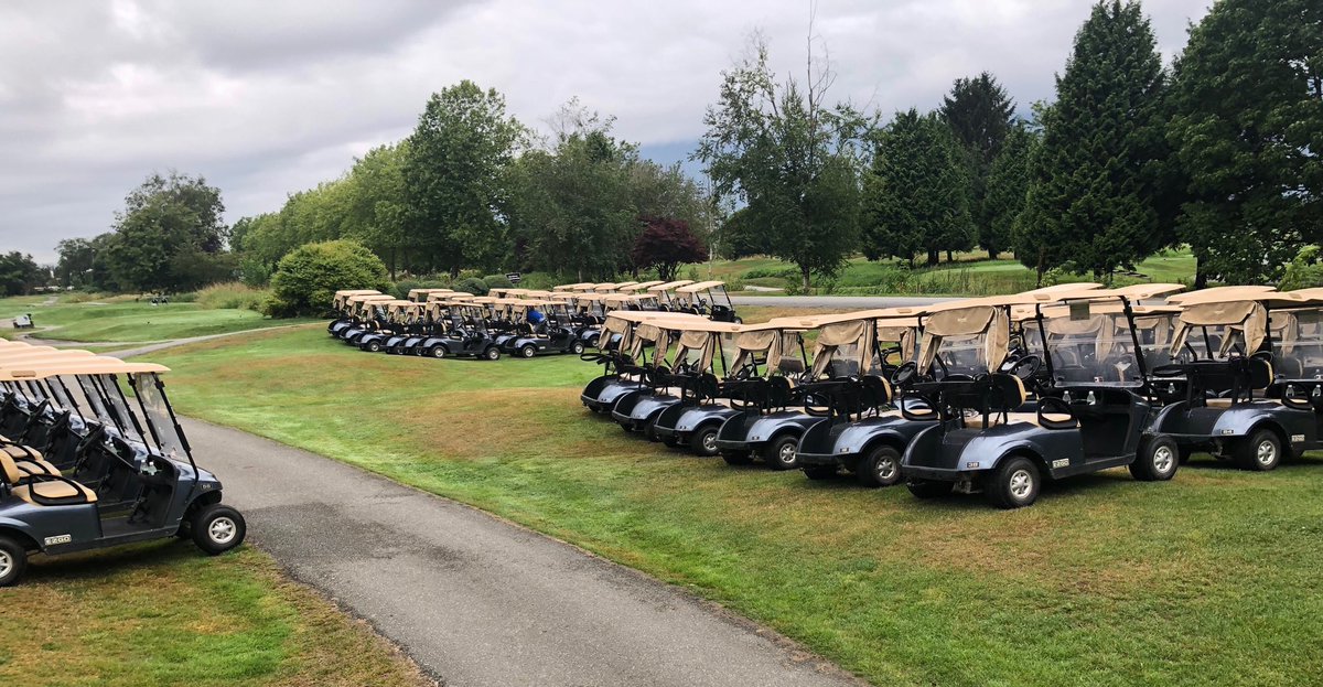 saccomaniacs's tweet photo. ⁦@SarahSache⁩ all ready to get the golfers going...just some of the 130 carts ready to go! ⁦@GoldenEagleGolf⁩ https://t.co/uvdUxGHPB9