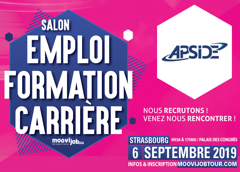 ApsideStras's tweet photo. Notre équipe @ApsideGroupe sera présente le vendredi 6 septembre sur le salon @Moovijob Tour au Palais des Congrès de #Strasbourg ! Rencontrons nous ! :) #meetus #IT #job https://t.co/A8uvb3Vzkc