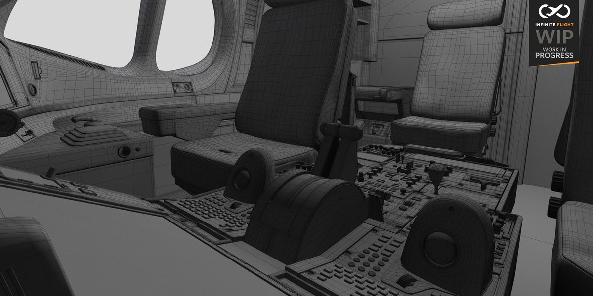 infiniteflight's tweet photo. Our #A350 cockpit is looking more and more like the real thing! Here's a wireframe rendering from Jarno. https://t.co/7FMEMfLZjt