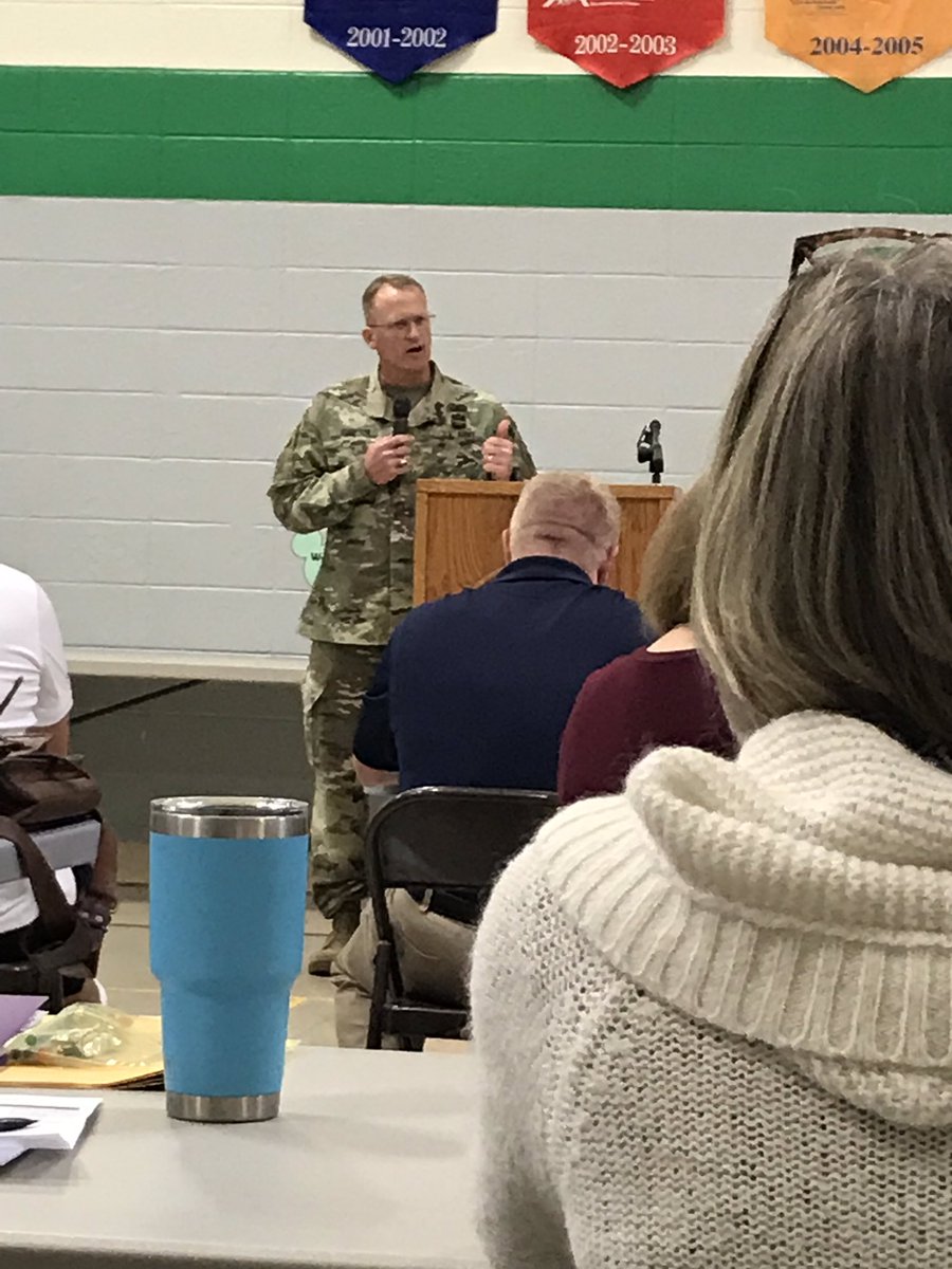 berendzen's tweet photo. A huge thank you to Adjutant General Levon Cumpton for coming out and getting us ready for the upcoming school year!  A great reminder that we are a big family and need to take care of each other! 🥰 @WeAreBlairOaks @RealMOGuard https://t.co/5D83sFtaAT