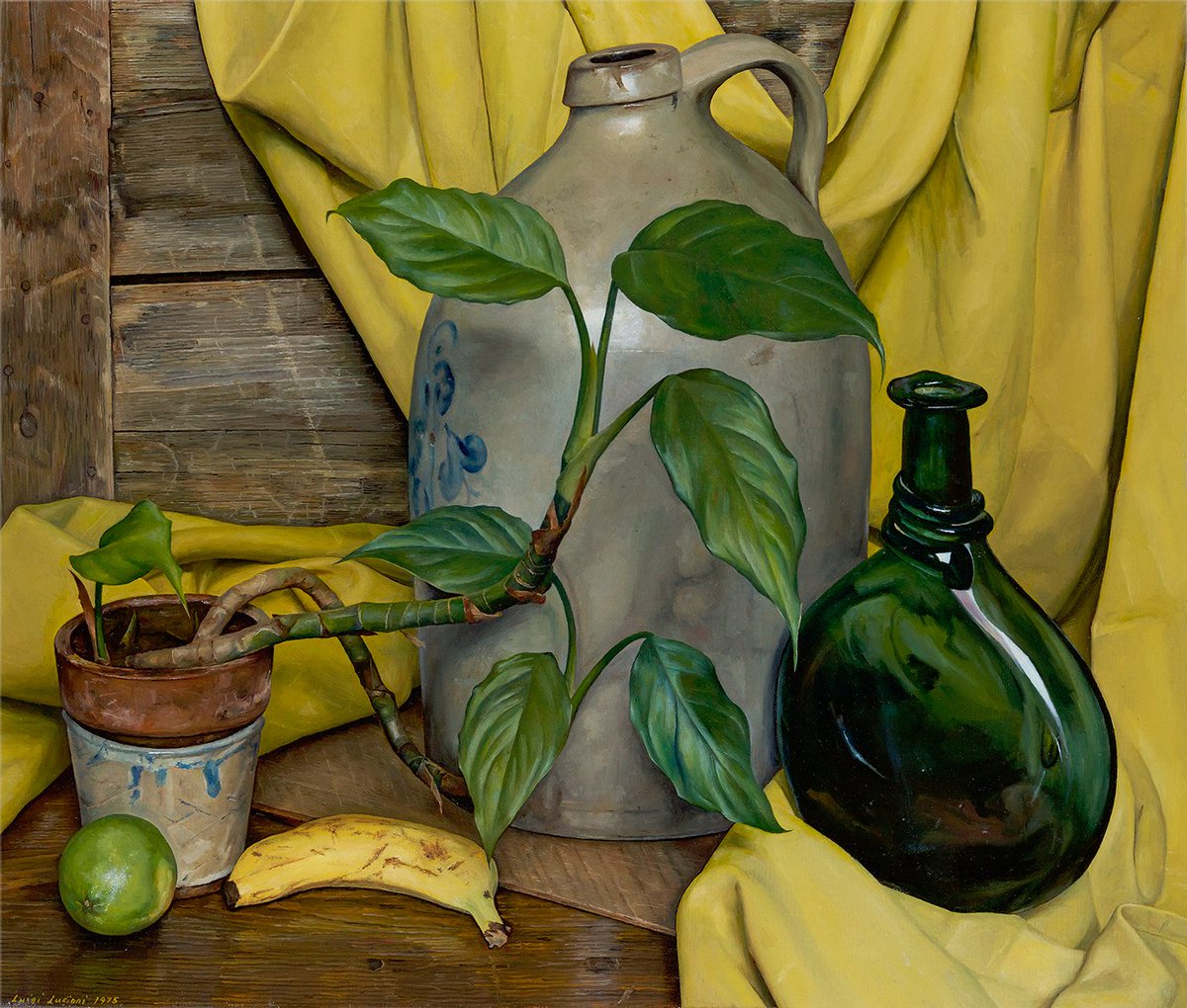 FADAtweets's tweet photo. Luigi Lucioni was an Italian-born American painter and printmaker best known for his detailed portraits, still lifes, and landscapes of the Vermont countryside. 
.
[#LuigiLucioni, Andante in Yellow and Green, @questroyalart]
.
https://t.co/f83XGYuJkI https://t.co/0mEW5Ams53