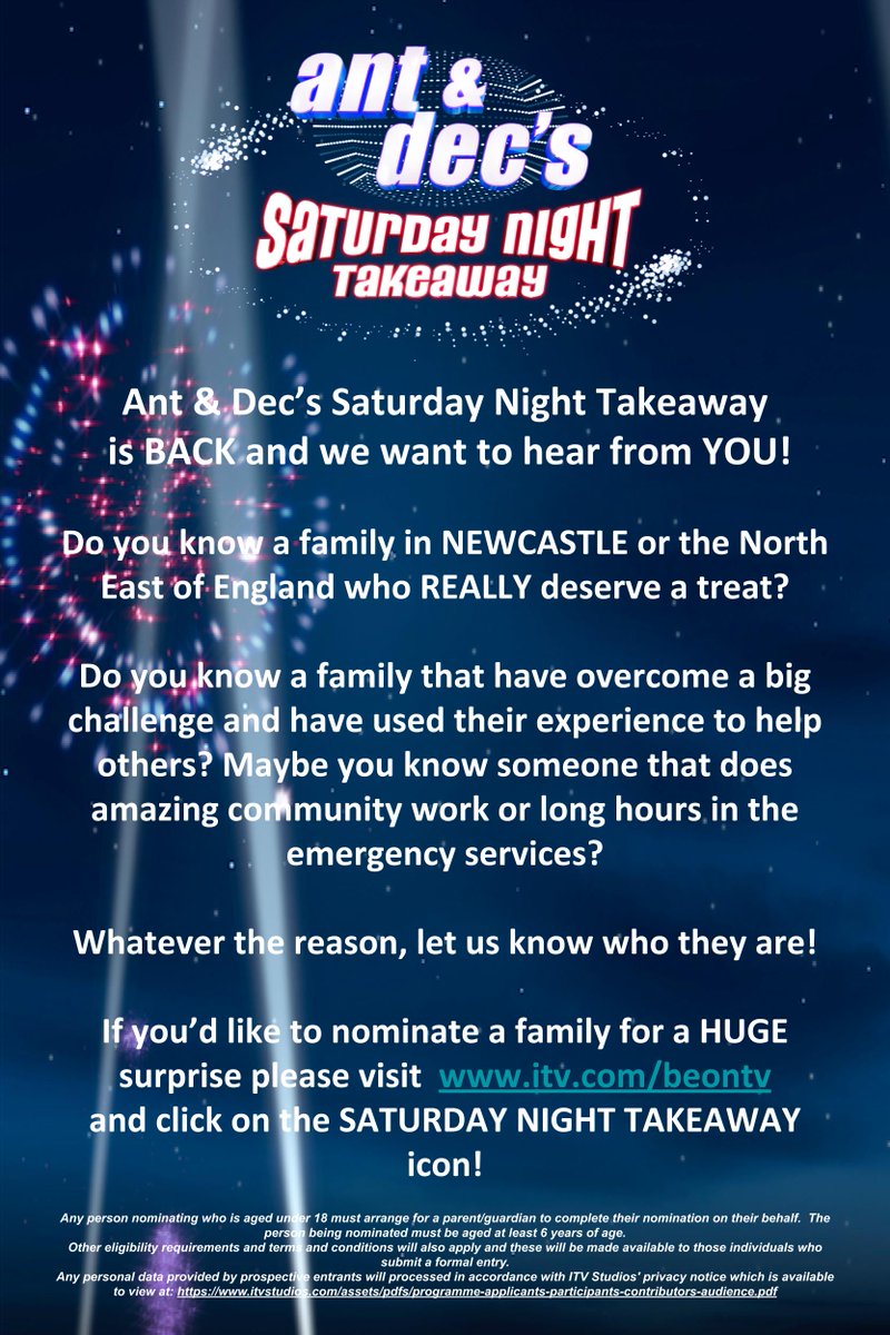 CastingLauren's tweet photo. @barsinnewcastle PLS RT: Ant and Dec are looking to give a HUGE surprise to a deserving family based in Newcastle and the surrounding areas. To nominate someone please visit: https://t.co/paFlRnOe6D and select NORTH EAST SURPRISE :) https://t.co/u9NEFUAVGF