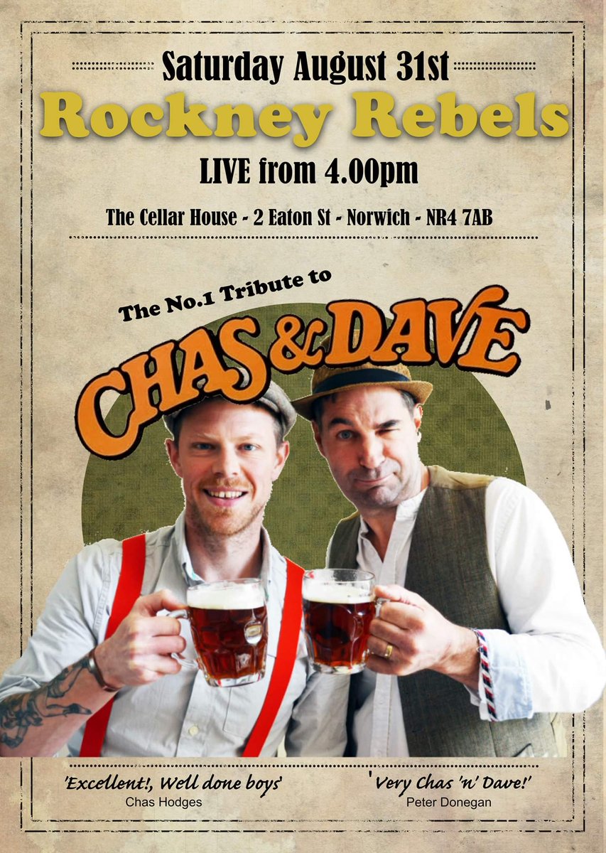 Not wanting to wish the summer away, but we're looking forward to  <a href="/rockneyrebels/">rockneyrebels</a> playing on Saturday 31st August from 4pm during our London Breweries &amp; Gin Distilleries takeover! #London #chasanddave @Fullers <a href="/CourageBeer/">CourageBeer</a> <a href="/YoungsBeer/">Young's Beers</a>