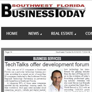 SWFRTP's tweet photo. What challenge is cited by 96% of #SWFL companies? Check out our article in the Aug issue of @swfbiztoday (page 14) and find out....and how TechTalks produced by the SWFL Regional Technology Partnership play an integral role in addressing the challenge. #swfltech #technology https://t.co/K4vFn8LbtV
