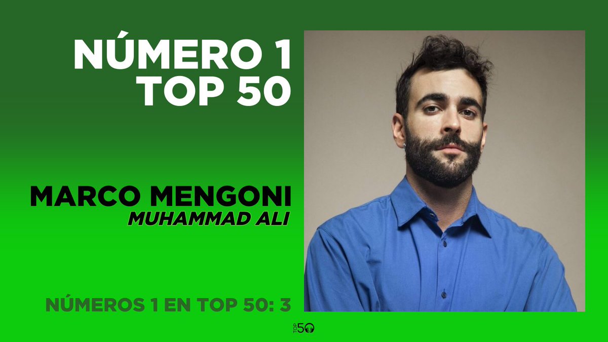Top50Oficial's tweet photo. Con 'Muhammad Ali', @mengonimarco consigue alcanzar por 3ª vez el #1 en @Top50Oficial. ¡Enhorabuena! https://t.co/yNwFVlmmmh