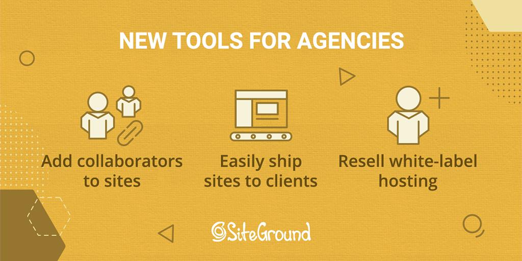 SiteGround's tweet image. We offer new tools that help our #agency clients improve their workflow and take on more clients. You can now add collaborators to your projects, give white-label access to your clients to their sites, and easily deliver ready sites once you’re done working on them.