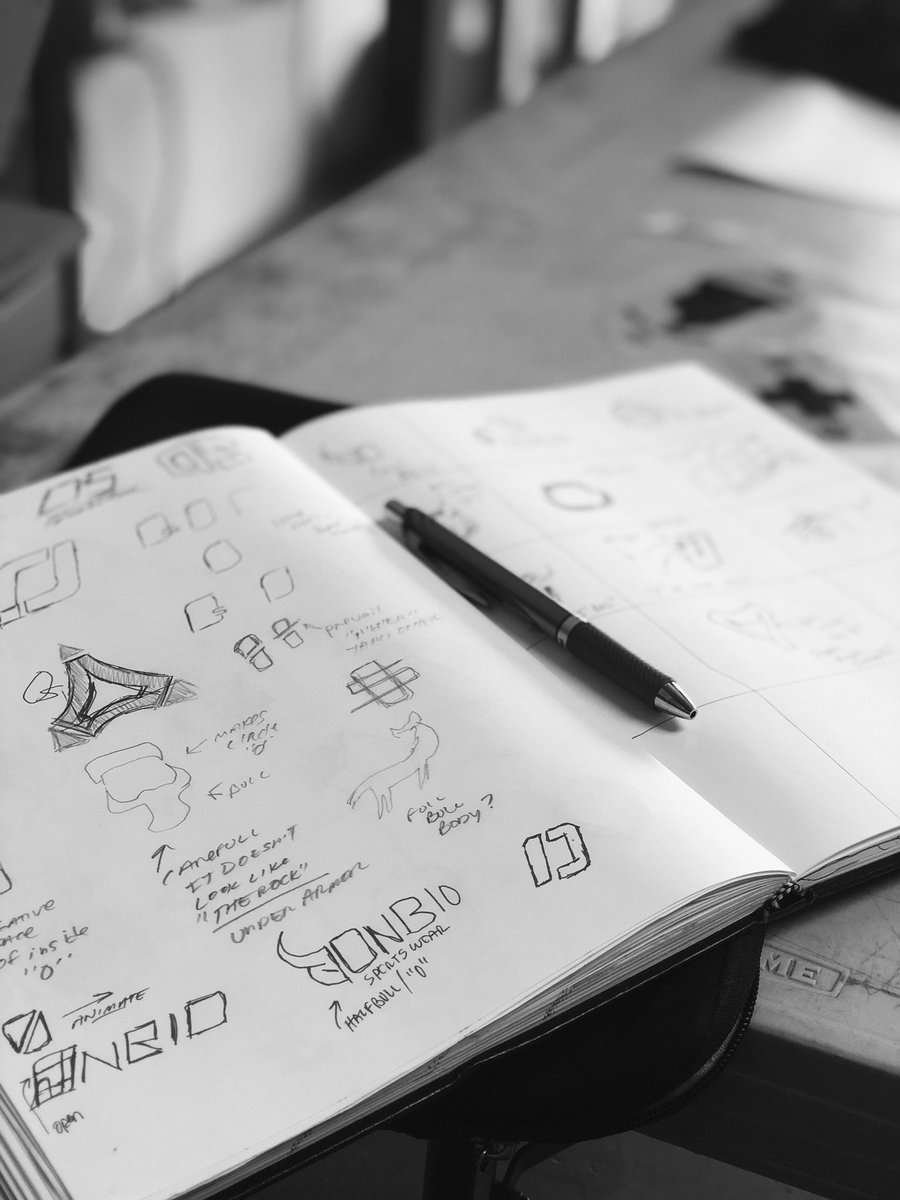 MerchPlug101's tweet photo. Sketches before going digital. New client underway. #logodesign https://t.co/dDliHxy39o