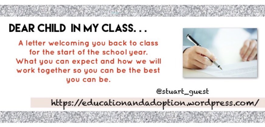My next blog is a letter to children starting back in class for the new school year. It’s about connection, compassion and relationships. educationandadoption.wordpress.com/2019/08/12/dea…