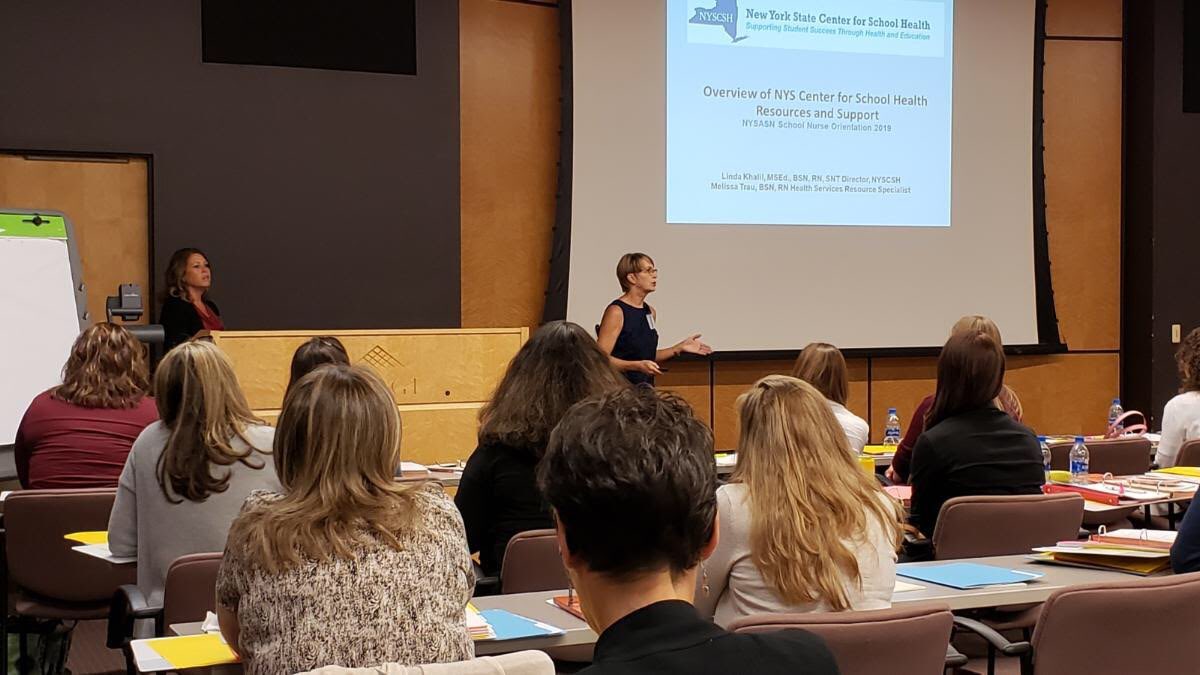 constanceRN17's tweet photo. Linda Khalil discussing the New York State Center for School Health to new school nurses ⁦@schoolnurses⁩ https://t.co/nSio5QFyEh