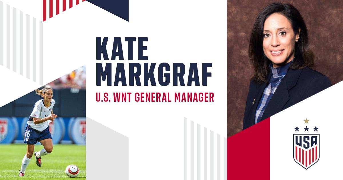 Kate Markgraf, 1999 <a href="/FIFAWWC/">FIFA Women's World Cup</a> champion and two-time Olympic gold medalist named first GM of the #USWNT » ussoc.cr/kmgm