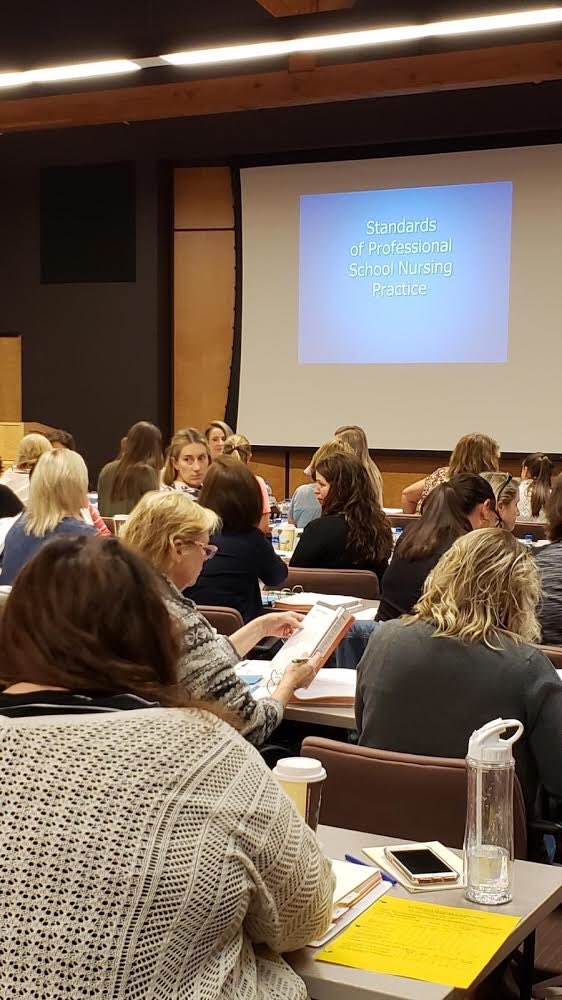 constanceRN17's tweet photo. School nurses at NYSASN school nurse orientation discuss school nursing scope and standards ⁦@schoolnurses⁩ https://t.co/yNvVvY9mwP