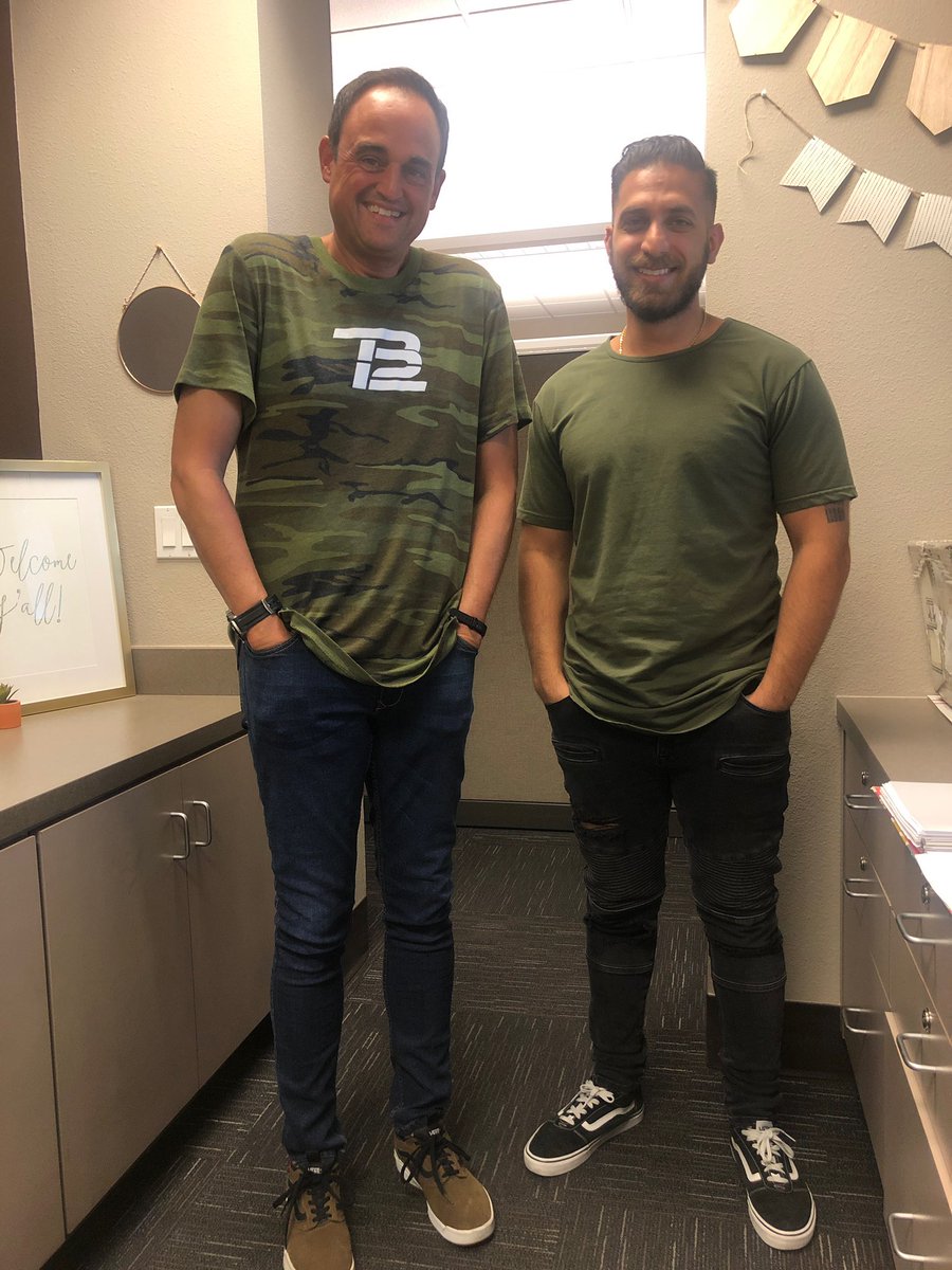 Pastor <a href="/NathanNaoumi/">Nathan Naoumi ن</a> and I twinning a little bit in the office this morning. Except we gotta hook this brotha up with some <a href="/TB12sports/">TB12sports</a> gear. For reals. @TheHillsLV <a href="/LiberateChurch/">Liberate Church</a>