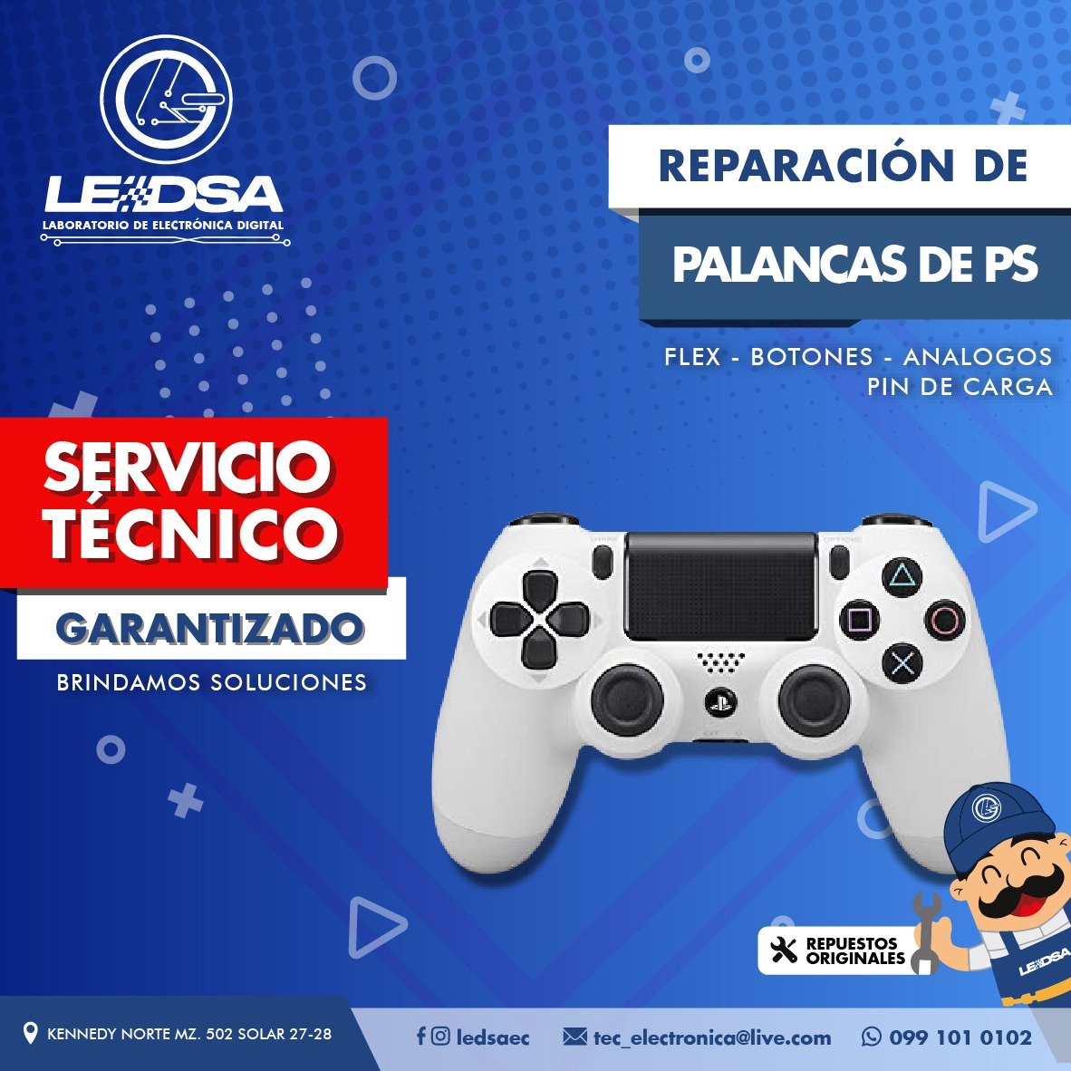 ledsaec's tweet image. 🎮 Reparación y cambio de FLEX, BOTONES, ANÁLOGOS y PIN DE CARGA🔧

➡️Kennedy Norte MZ.502 Solar 27-28

✆ 099 101 0102 o al ☎️ 04 604 4655

#Ledsa #LoHacemosPosible

#ServicioTécnico #Reparación #Repuestos #Mantenimiento #PlayStation #Guayaquil #Ecuador