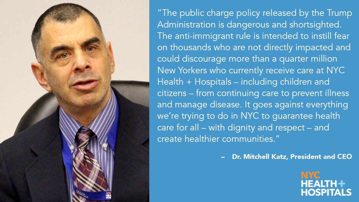 DrKatzNYCHH's tweet photo. .@NYCHealthSystem remains absolutely committed to taking care of all New Yorkers, regardless of their #immigration status, and we will continue – no matter what – to provide care for them and their families: https://t.co/6mK6rVxcvc #PublicCharge https://t.co/x2KrKx0Ohw