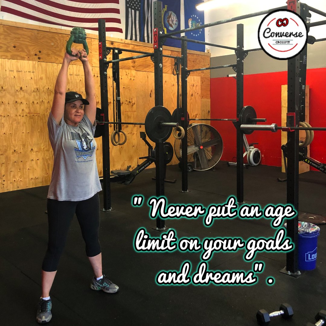 ConverseCF's tweet photo. Never put an age limit on your goals and dreams.

#motivationalmonday #crossfit #conversecrossfit #crossfitter #crossfitmasters https://t.co/sMiIrDQedY