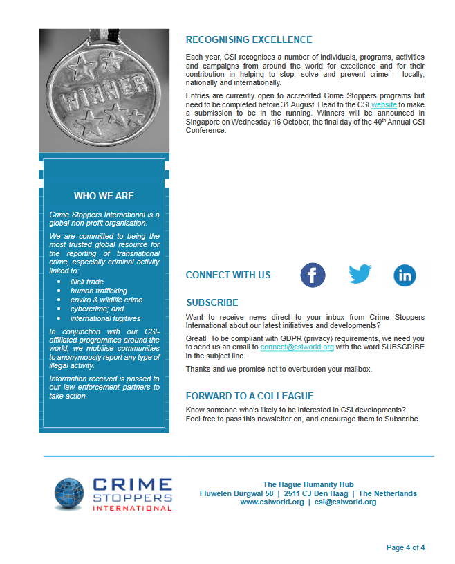CSIWorld's tweet photo. President's Communique - August 2019

1. Tackling cybercrime - 2019 Conference 
2. Highlighting conference speaker, Paul C. Dwyer, an expert in the area of cyber security, risk and privacy 
3. Organizational update
4. Recognizing excellence

Keeping you informed,

The team at CSI https://t.co/7BpZ30LbB8