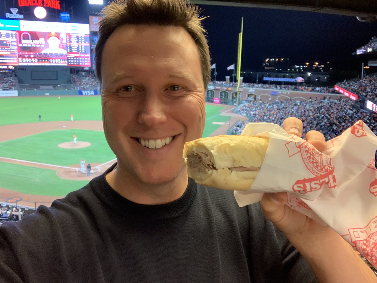 LucchesisDeli's tweet photo. A very happy @SFGiants broadcaster! Thanks to #DaveFleming for the amazing @LucchesisDeli selfie! https://t.co/eMUdZ6Mcsb