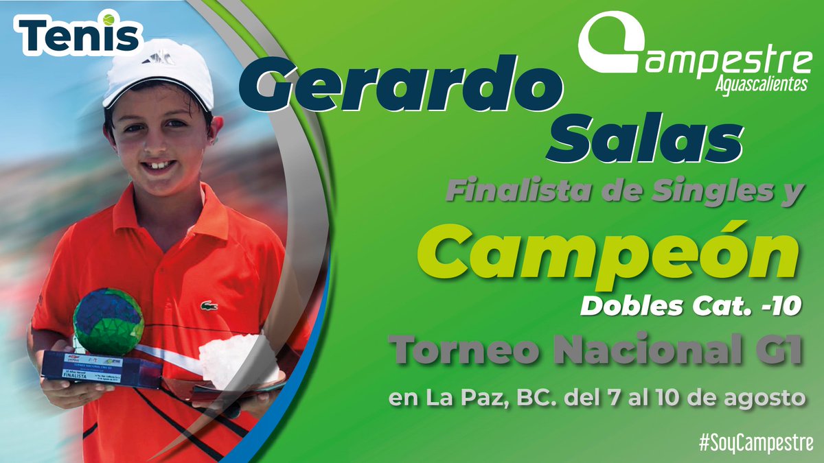 Felicitaciones a Gerardo Salas por su excelente desempeño en el Torneo Nacional G1 en La Paz, BC. 

#OrgulloCampestre
#SoyCampestre