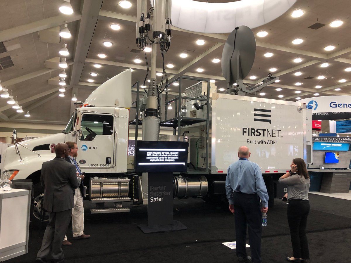FirstNetGov's tweet photo. Seen at #APCO2019 — A @FirstNet SatCOLT on display along with an emergency drop kit — a portable tech kit that can envelop first responders in a “connected bubble" so they can maintain comms and stay connected to #FirstNet. #FirstNetatAPCO https://t.co/a8DGP7P4BB