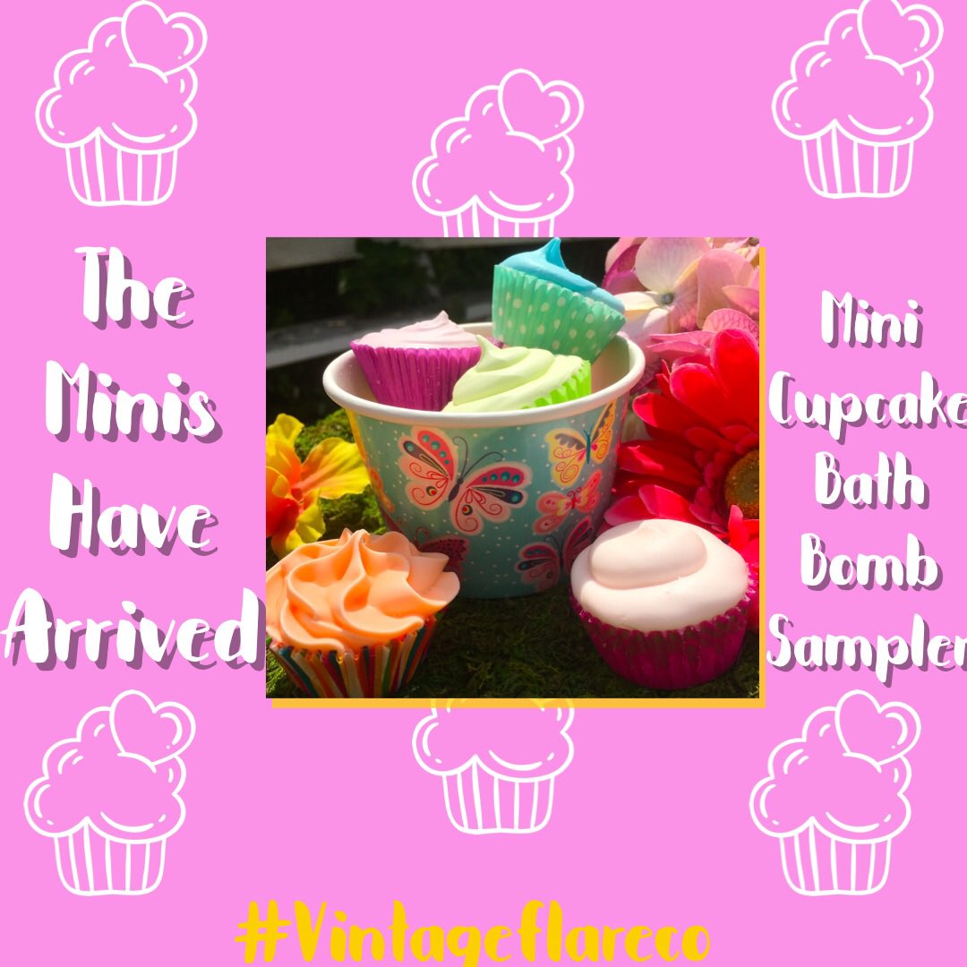 NEW to our Etsy shop the mini cupcake sampler. Use the Code: MINIS to get 10% off your first purchase. Vintageflarecompany.etsy.com #Vintageflareco #Codeminis#etsyshop #etsy#minibathbombs#share