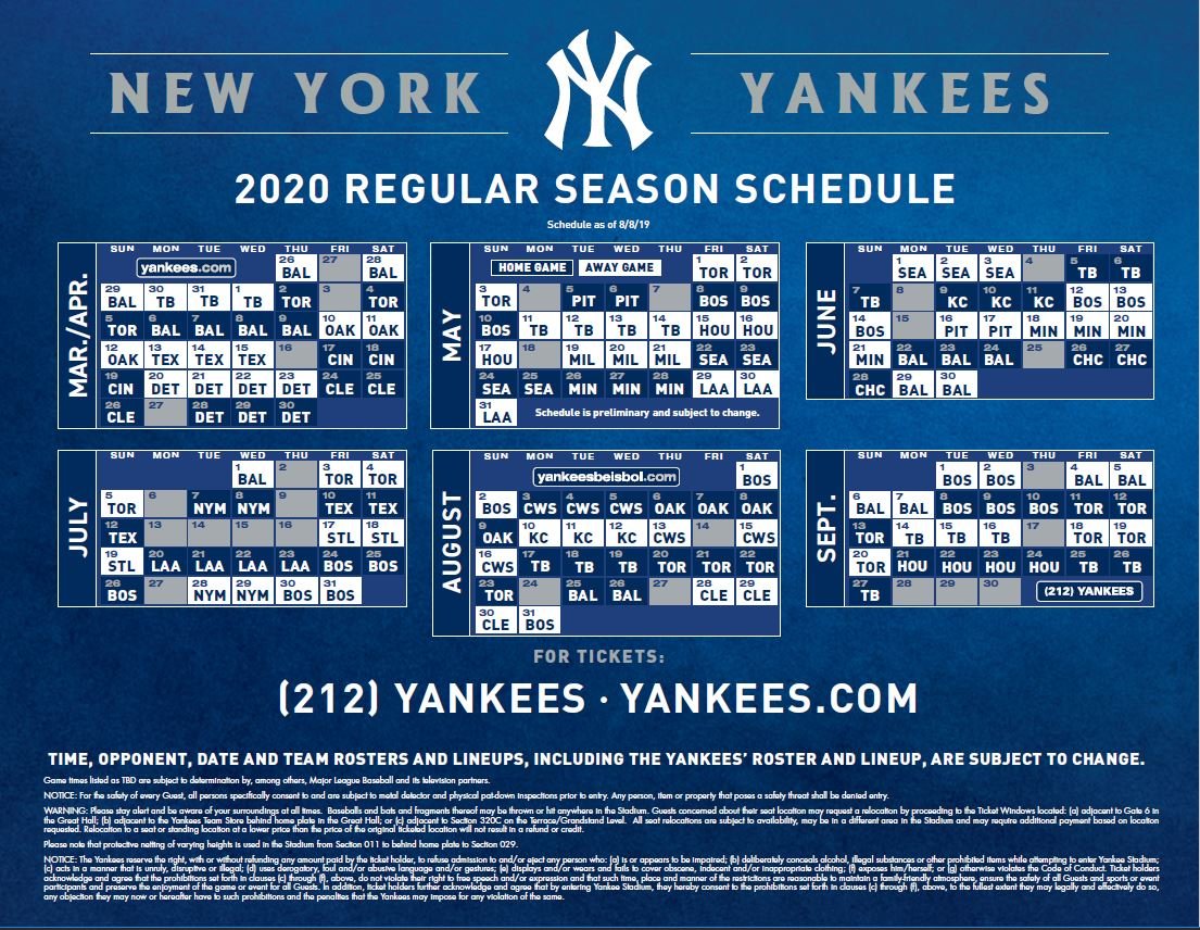 coping Mindre end vinder New York Yankees on Twitter: "Full schedule can be found here:  https://t.co/o1pXfX6C9j https://t.co/9CZH8AhrQw" / Twitter