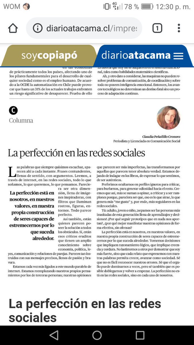 No lo dejes pasar ¿Qué opinas? "La perfección en las redes sociales". Comparte!!@jumastorga <a href="/SepulvedaJuanma/">juanma sepulveda</a> @panchodagnino <a href="/johamora/">Joha</a> <a href="/gonzaloramirex/">Gonzalo Ramírez Troncoso</a> <a href="/patriciavenegas/">Patricia Venegas</a> <a href="/elmostrador/">El Mostrador</a> <a href="/elqhaydecierto/">ElQuehaydecierto.cl</a> <a href="/lun/">Las Últimas Noticias</a> <a href="/diarioatacama/">Diario Atacama</a> <a href="/nereadeugarte/">nerea de ugarte</a> <a href="/Mujereshuasco/">Mujeres Lideres</a> <a href="/MLideresCopiapo/">Mujeres Líderes Copiapó</a>