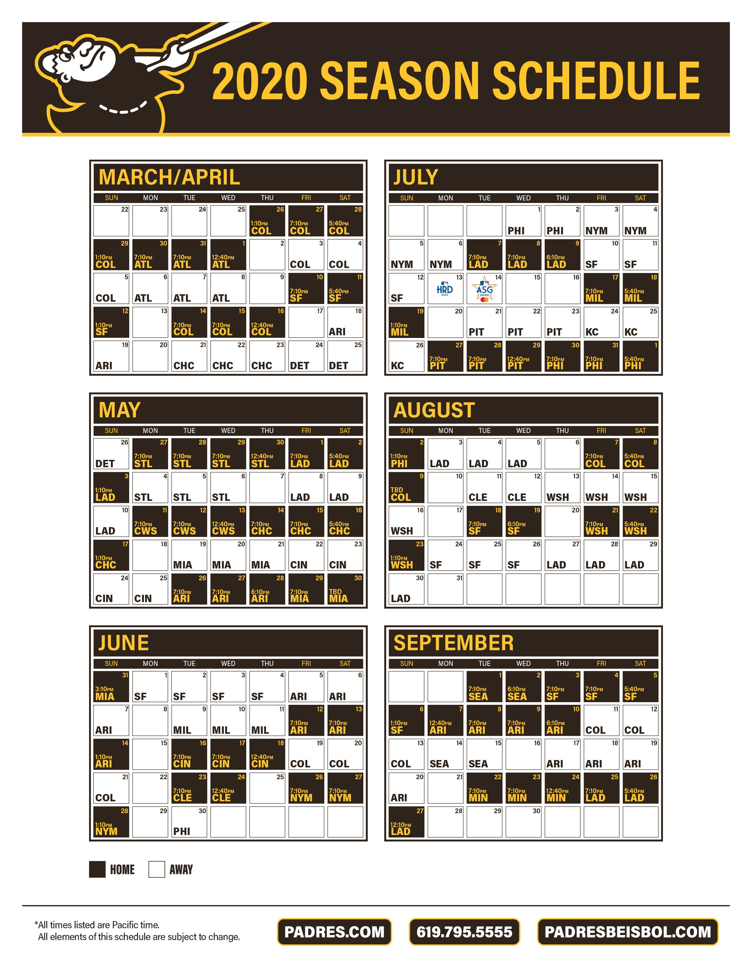 San Diego Padres On Twitter Full Schedule